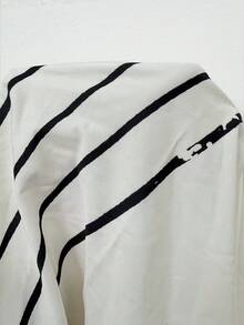 SHEIN Holidaya 女士条纹撞色V领长袖连衣裙，腰部系带装饰，宽松休闲连衣裙，优雅度假连衣裙，适合春夏穿着 - 杏色 - 查看 8