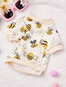 PETSIN 1 Piece Cute Bee Print Beige , Skin Friendly And Breathable Pet Clothing - Beige - View 6