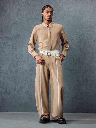 Street Life Men's Casual Commuter Striped Tie Shirt Jacket