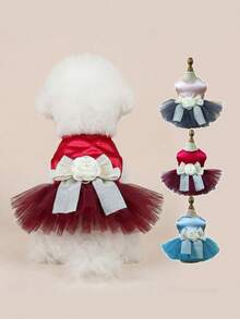 PETSIN 1件宠物立体花朵连衣裙，小型犬、猫咪通用款，公主风婚纱礼服，适合春夏穿着 - 彩色 - 查看 16