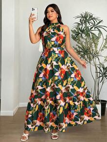 Vionelle 大码女式时尚印花无袖波西米亚连衣裙，春夏款 - 彩色 - 查看 6