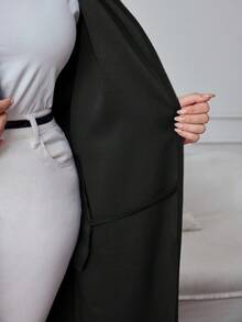 Veilorie 大码纯色简约休闲长袖外套 - 黑色 - 查看 7