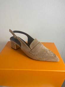 CUCCOO BIZCHIC Women's Backstrap Mule Slip-On Shoes, Buckle Design, Commuting High Heels - Camel - View 10