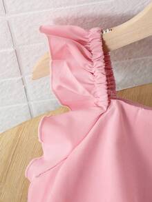 Elladie kids Young Girls Ruffle Layered Casual Long Pants, Suitable For Vacation, Summer - Pink - View 4