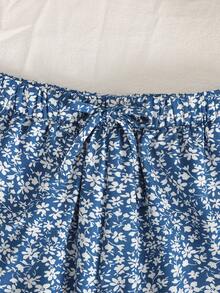 SHEIN 少女休闲简约舒适条纹圆领短袖T恤套装 - 彩色 - 查看 6