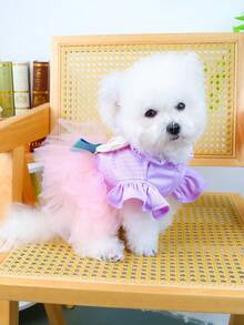 PETSIN 1pc Cat/Dog Clothing, Cute Embroidered 3D Rabbit Ear Cartoon Dress, Spring And Summer Pet Comfortable Clothing - Pink purple - View 6