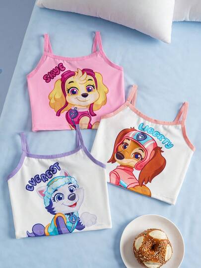 SHEIN | PAW Patrol Young Girl Cartoon Pattern Contrast Trim Camisole Top Undershirt