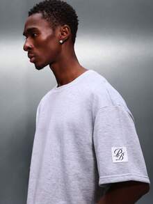 PLAYBOY X SUMWON Logo Bunny Print Short Sleeve Boxy Fit Crew Neck T-Shirt For Casual Everyday Wear Summer Spring Lightweight Comfort - Grey - View 5