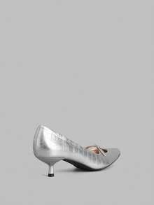 Ontre Women's Elegant Pointed Toe Pumps With Buckle, Suitable For Commuting - Silver - View 3