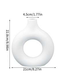 1pc White Plastic Circular Flower Vase Decoration, Simulated Dry Flower Decoration Vase, Artistic Vase For Floral Arrangements, Simple Living Room Exhibition Hall Decoration,Home Decor,Flower Vase,Centerpiece,Table Decor Valentine DAY, Valentines Wedding, - White - View 11