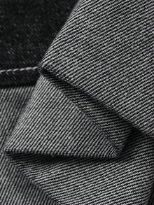 DAZY Young Boy Casual Everyday Commute Minimalist Elastic Waist Cuffed Hem Loose Wide Leg Jeans - Black - View 8