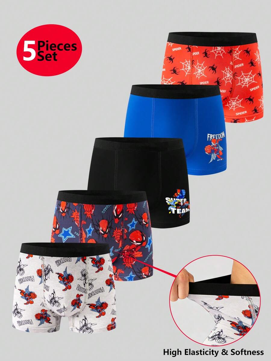 5pcs/Pack Boys' Cotton Comfortable Video Game Printed Briefs - Multicolor - View 1