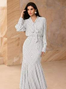 Graceveil Đầm nữ kiểu Pháp, eo cao, thắt eo - trắng - Xem 3