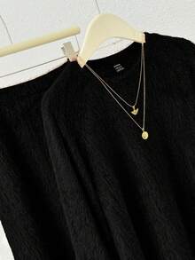 Women's Elegant Sweater And Faux Fur Skirt Set, Autumn/Winter - Black - View 6
