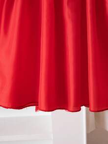 Vestido blanco para niñas con decoración floral 3D con cuentas, cintura ceñida en línea A, adecuado para fiesta de cumpleaños, verano - Rojo - Ver 8