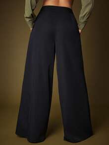 Vixey High Waist Pleated Extreme Wide Leg Pants - Black - View 5