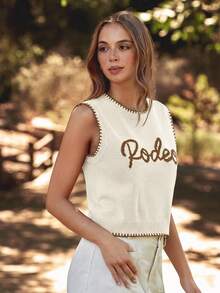 WESTFADE Round Neck Multi Stitch Rodeo Embroidered Sweater Vest Fall, Autumn, Winter, Nashville Concert, Casual, Cute, Boho, Western Wear For Women - Multicolor - View 4