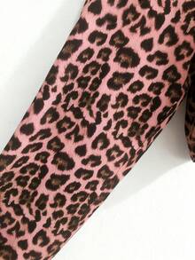 Franclia 女士休闲宽松长袖衬衫，豹纹图案，简约百搭，适合日常穿着，秋冬季 - 粉色 - 查看 6