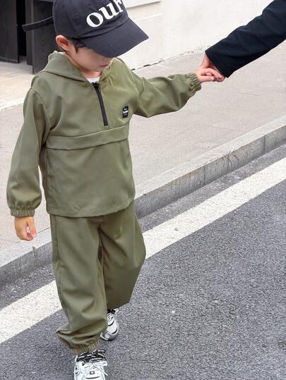 Zikori Little Byeori Young Boys Casual Hooded Long Sleeve Sweatshirt Set