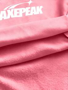 AXEPEAK Men's Minimalist Printed Hoodie Sweatshirt - Pink - View 5
