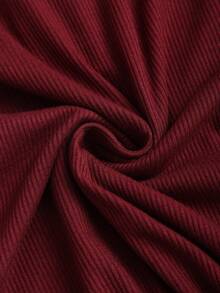 Sweetra Tall 女士蕾丝拼接长袖T恤，春夏款 - 酒紅色 - 查看 4