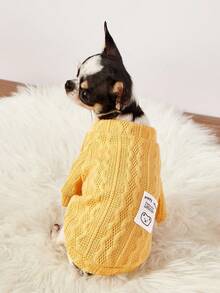 PETSIN 1 Pc Yellow Pet Knitted Sweatshirt For Autumn And Winter, Dry And Warm Pet Clothes - Yellow - View 3