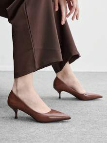 CUCCOO BIZCHIC Escarpins à bout pointu et talon aiguille pour femmes, élégants, décontractés, confortables, à enfiler, convenant pour le travail, les déplacements, les sorties, les fêtes et les occasions formelles - Acajou - Voir 5