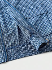 Manfinity Unisex Men's Fashion Plaid Embroidered Jacket Summer Jacket Plaid Jacket Men Crop Men S Shirt Men Jacket Cropped Jacket - Blue - View 6