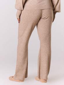 MUSERA Plus Solid Ribbed Knit Pants - Khaki - View 4