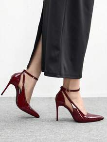 CUCCOO BIZCHIC Salto Alto Fashionável com Fivela e Bico Fino, Versátil para Uso Diário