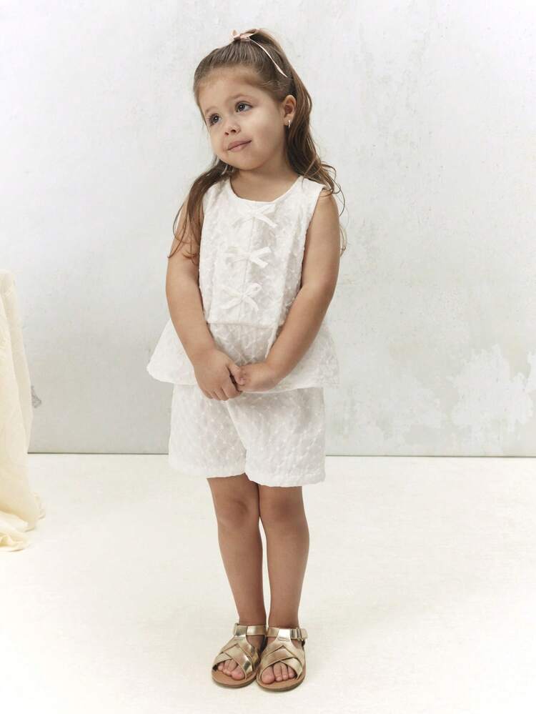 Ensemble débardeur et short Anglaise avec détails de nœud