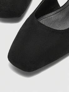 CUCCOO BIZCHIC Giày nữ cổ điển đơn giản, mũi vuông, gót dày, cao gót, đa năng, thích hợp mang hàng ngày. - Than chì đen - Xem 8