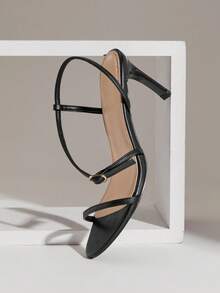 SHUZIA Women's Elegant Back Strap Stiletto Heeled Sandals - Black - View 6