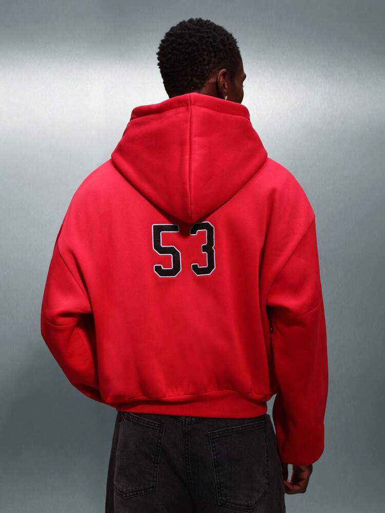 PLAYBOY X SUMWON Oversized Crop Zip Up Hoodie With Letter Print
