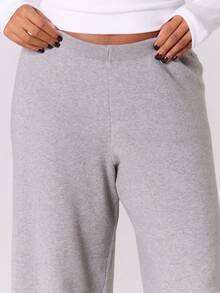MUSERA Plus Solid Wide Leg Knit Pants - Grey - View 5