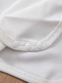 SHEIN Playful Pals 5件套女婴0-3岁百搭休闲日常纯色罗纹针织连体衣套装 - 彩色 - 查看 7