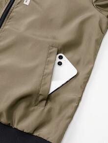 Manfinity Homme 男士贴花棒球领拉链休闲长袖夹克