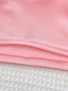 3件套女童针织连帽短袖露脐上衣、宽松针织吊带衫和阔腿裤三件套，适合日常穿着，四季皆宜。 - 粉色 - 查看 8