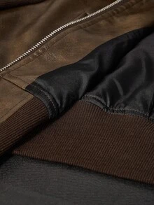 SHEIN ICON Damjacka med tryckknappar och PU-mönster och fuskpäls - Brun - Visa 13