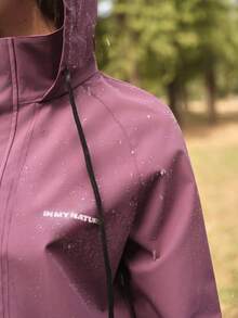 In My Nature Women's Letter Print Raglan Sleeve Hooded Outdoor Raincoat Jacket