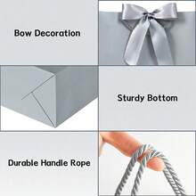 1/5个装 - 横款牛皮纸礼品袋、购物袋、带提手包装袋、蝴蝶结装饰手提袋、万圣节、万圣节、感恩节、圣诞节、新年、婚礼、生日礼品包装袋 - 銀灰色 - 查看 4