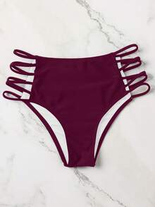 Breezaya Quần bơi màu trơn khoét eo, thích hợp cho đi biển/nghỉ mát. - Màu Đỏ Sâu - Xem 6