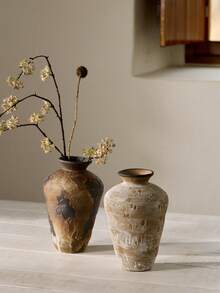 Cirelle Jarrón de cerámica Wabi Sabi - Cerámica rústica hecha a mano para flores secas, decoración del hogar y del hotel Zen - Multicolor - Ver 1
