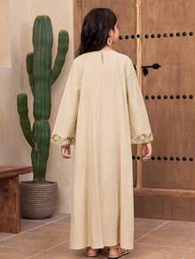 SHEIN Áo choàng dáng rộng cổ chữ V, chất liệu kim loại, có tua rua, thích hợp cho bé gái tuổi teen. - màu xanh lá - Xem 7