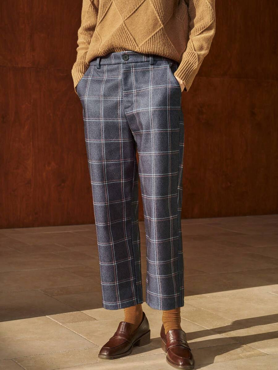 Airaco Women's Casual Plaid Woolen Pants, Suitable For Commuting, Autumn/Winter