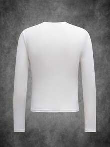 BATMAN X SHEIN Men's Casual Bat Print Round Neck Long Sleeve T-Shirt, Autumn - White - View 2