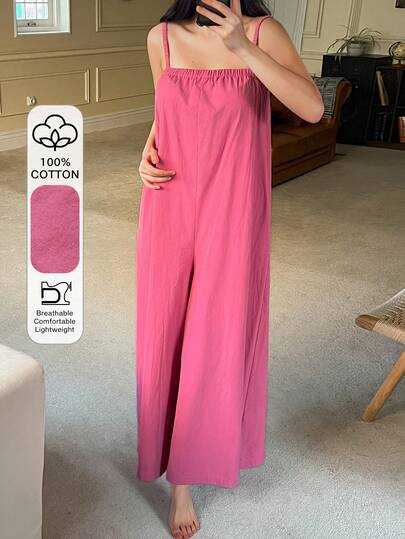 DAZY 纯色宽松阔腿连体裤，女士睡衣