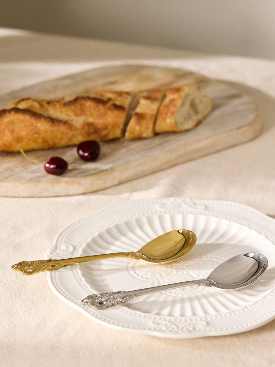 Cirelle 1pc Stainless Steel Soup Spoons For Drinking Soup, Serving Soup, Eating, High Appearance Level, Stainless Steel Ice Cream Spoons, Suitable For Kitchens And Dining Rooms - Multicolor - View 1