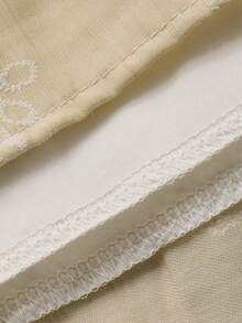 Dazy Plus Valentine Elegant Floral Patchwork Ruffle Trim Tie Neck Fitted Dress, Plus Size For Women, Spring/Autumn - Apricot - View 3