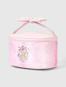 ROMWE Fairycore Bolsa de maquillaje portátil de gran capacidad con estampado de flores y ciervos de moda en color marrón - Rosa - Ver 3